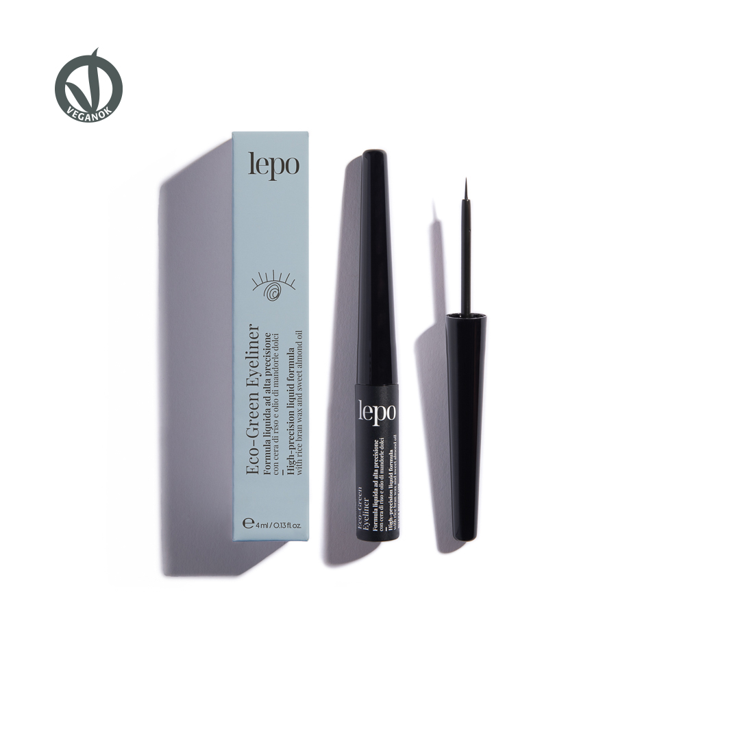 Eco-green eyeliner Formula liquida ad alta precisione con cera di riso e olio di mandorle dolci - Lepo