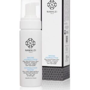 Mousse antipollution detergente e struccante con riso, semi di cotone e rose - Namalei